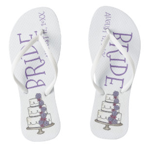 BRIDE Paars Wedding Floral Cake Vrijgezellenfeest Teenslippers
