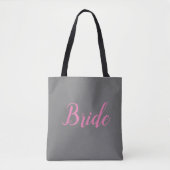 Bride Pink Gray Typography Elegant Wedding Draagtas (Voorkant)