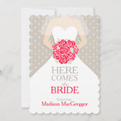 Bride rouge bouquet graphique nuptiale invitation (Devant)