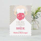 Bride rouge bouquet graphique nuptiale invitation (Debout devant)