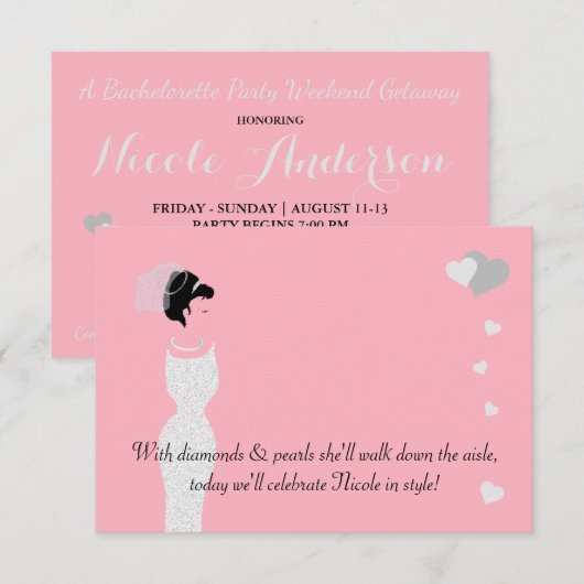 Bride Roze Bridal Bachelorette Shower Party Kaart (Voorkant / Achterkant)