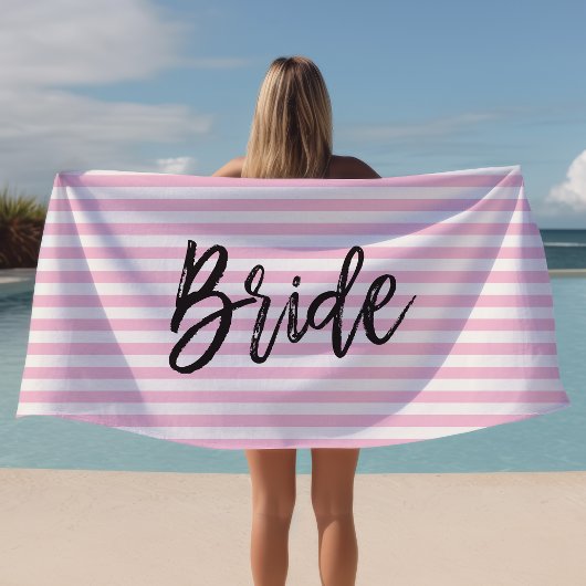 Bride roze striped strandlaken