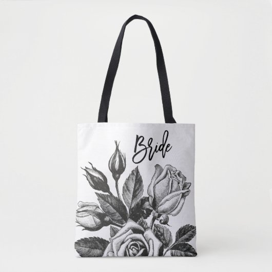 Bride |  Rozen in zwart en wit Tote Bag (Voorkant)