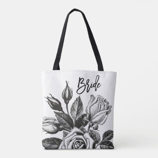 Bride |  Rozen in zwart en wit Tote Bag (Achterkant)