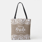 Bride Rustic Lace Burlap Wedding Persoonlijk Draagtas (Achterkant)