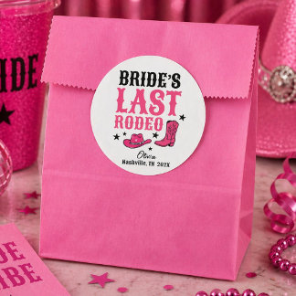 Bride’s Last Rodeo Western Bachelorette Favor Ronde Sticker