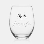 Bride Script Aangepaste naam Gifts Bruiloft Wijnglas Zonder Voet (Voorkant)