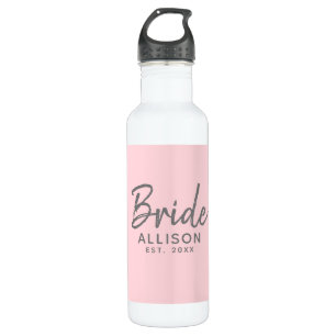 Bride Script Blush roze Vastgesteld Gepersonalisee Waterfles
