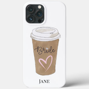 Bride Script Coffee Heart Modern iPhone 13 Pro Max Hoesje