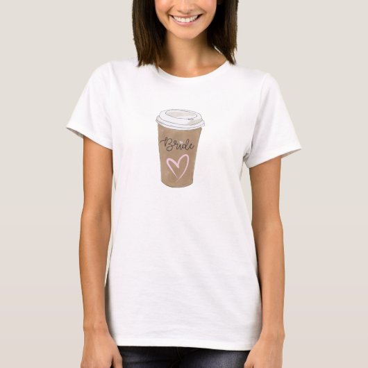Bride Script Diamond Heart Coffee Lover Modern T-shirt (Voorkant)