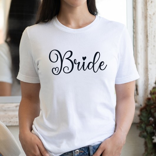 Bride Script Heart White Bachelorette T-shirt