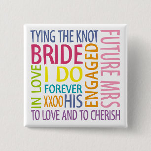 Bride Sentiments Wedding Vierkante Button 5,1 Cm