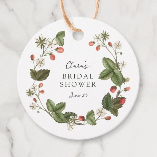 Bride Shower met Wilde Aardbeien Bedankjes Labels (Voorkant)