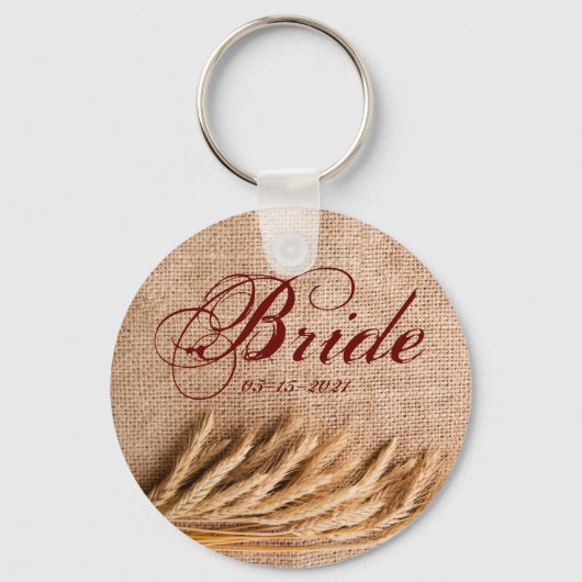 Bride Sleutelhanger Wheat on Burlap Sack Country R (Voorkant)