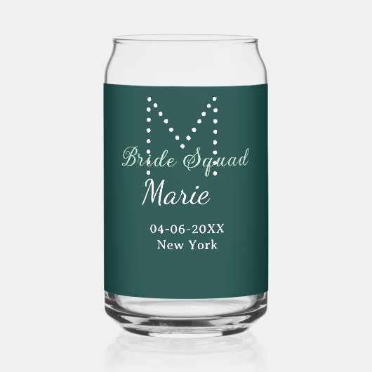 Bride squad add name monogram bridesmaid blue (Verso)
