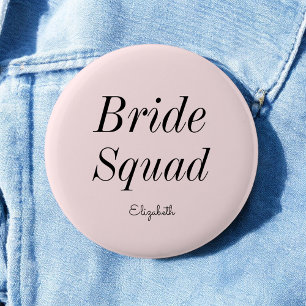 Bride Squad Blush Pink Black Wedding Button