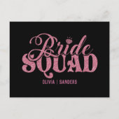 Bride Squad Bright Pink Feestdagenkaart (Voorkant)