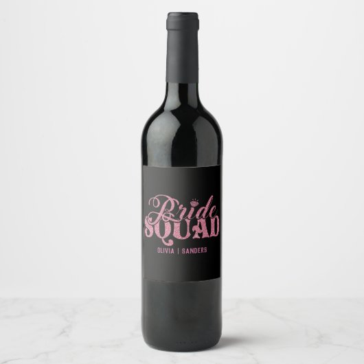 Bride Squad Bright Pink Wijn Etiket (Voorkant)