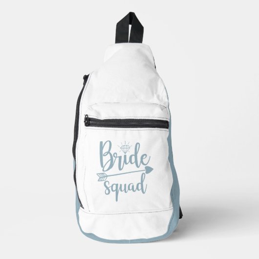 BRIDE SQUAD Dusty Blue White Sling Bag (Voorkant)