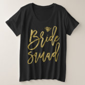 Bride Squad Faux Gold Plus Taille brillant Noir (Design devant)