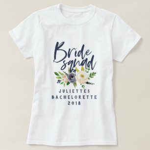 Bride squad floral waterverf t-shirt