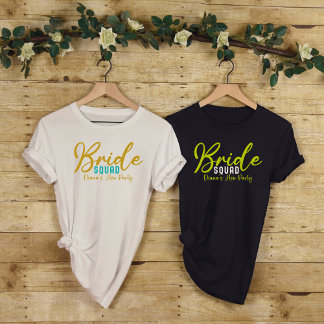Bride Squad Gold Bright Bridal Bachelorette Party T-shirt