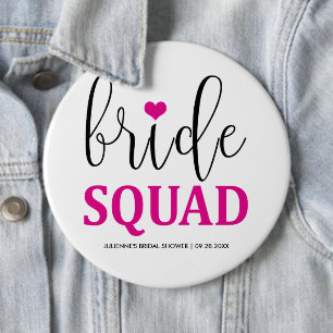Bride Squad Hot Pink Button voor bruidsmeisje