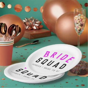 Bride Squad   Hot-roze Bachelorette Bridesmaid Papieren Bordje