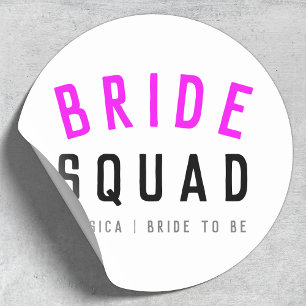 Bride Squad Hot-roze Bachelorette Bridesmaid Ronde Sticker