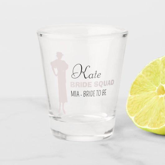 Bride Squad | Hot-roze Bachelorette Bridesmaid Sho Shot Glas (Voorkant)