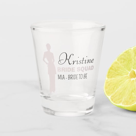Bride Squad | Hot-roze Bachelorette Bridesmaid Sho Shot Glas (Voorkant)