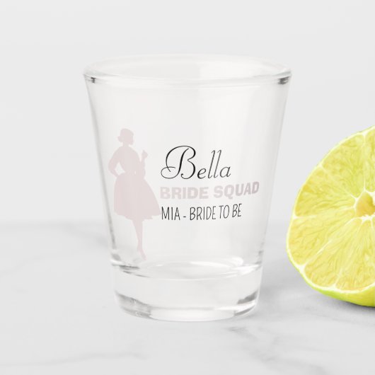 Bride Squad | Hot-roze Bachelorette Bridesmaid Shot Glas (Voorkant)