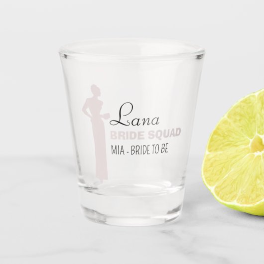 Bride Squad | Hot-roze Bachelorette Bridesmaid Shot Glas (Voorkant)