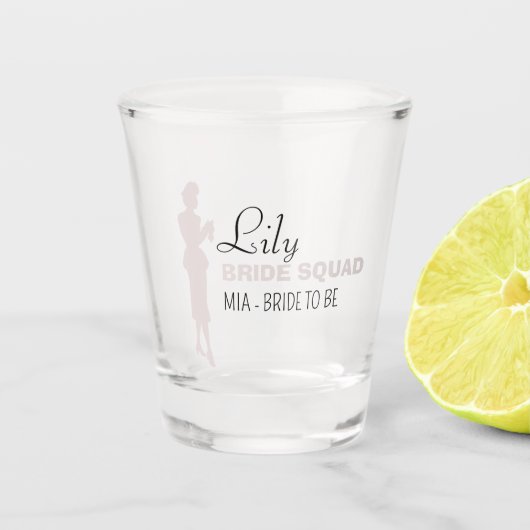 Bride Squad | Hot-roze Bachelorette Bridesmaid Shot Glas (Voorkant)