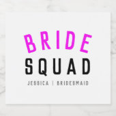 Bride Squad | Hot-roze Bachelorette Bridesmaid Sparkling Wijnetiket (Enkel label)