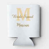 Bride squad monogram golden bridal shower simple  blikjeskoeler (Achterkant)