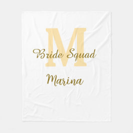 Bride squad monogram golden bridal shower simple  fleece deken