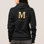 Bride squad monogram golden bridal shower simple  hoodie (Achterkant)