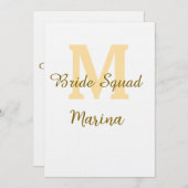 Bride squad monogram golden bridal shower simple  kaart (Voorkant / Achterkant)