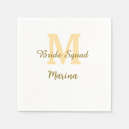 Bride squad monogram golden bridal shower simple  servet