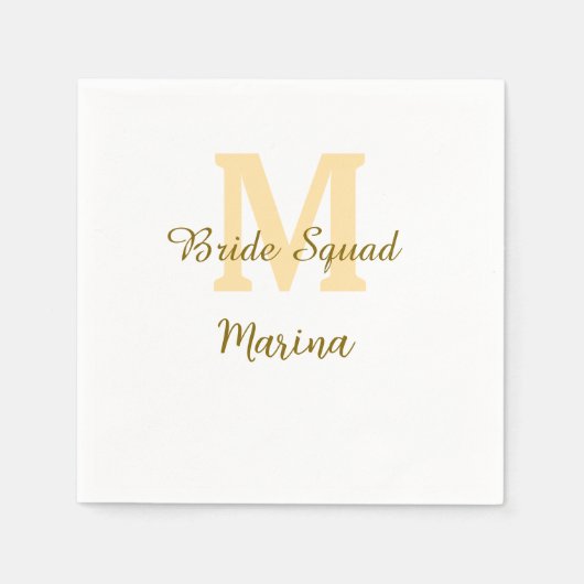 Bride squad monogram golden bridal shower simple  servet (Voorkant)