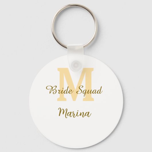 Bride squad monogram golden bridal shower simple  sleutelhanger (Voorkant)