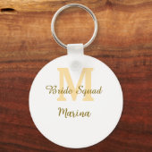 Bride squad monogram golden bridal shower simple  sleutelhanger (Voorkant)