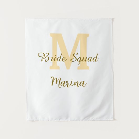 Bride squad monogram golden bridal shower simple  wandkleed (Voorkant)