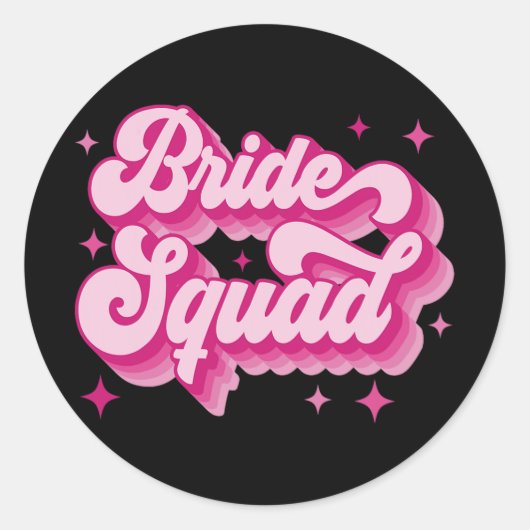 Bride Squad Retro Bruidsfeest Bachelorett Ronde Sticker (Voorkant)