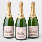 Bride squad roos gouden roze sterren bachelotette sparkling wijnetiket (Flessen)