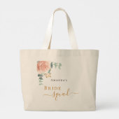 Bride squad roos goudflorale eucalyptusgroen grote tote bag (Achterkant)