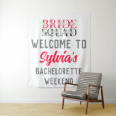 Bride Squad | Roze Bachelorette-feest Bruidsmeisje Wandkleed (In situ)