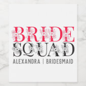 Bride Squad | Roze Bachelorette Party Bridesmaid Wijn Etiket (Enkel label)
