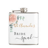 Bride squad roze florale eucalyptus bachelorette heupfles (Voorkant)